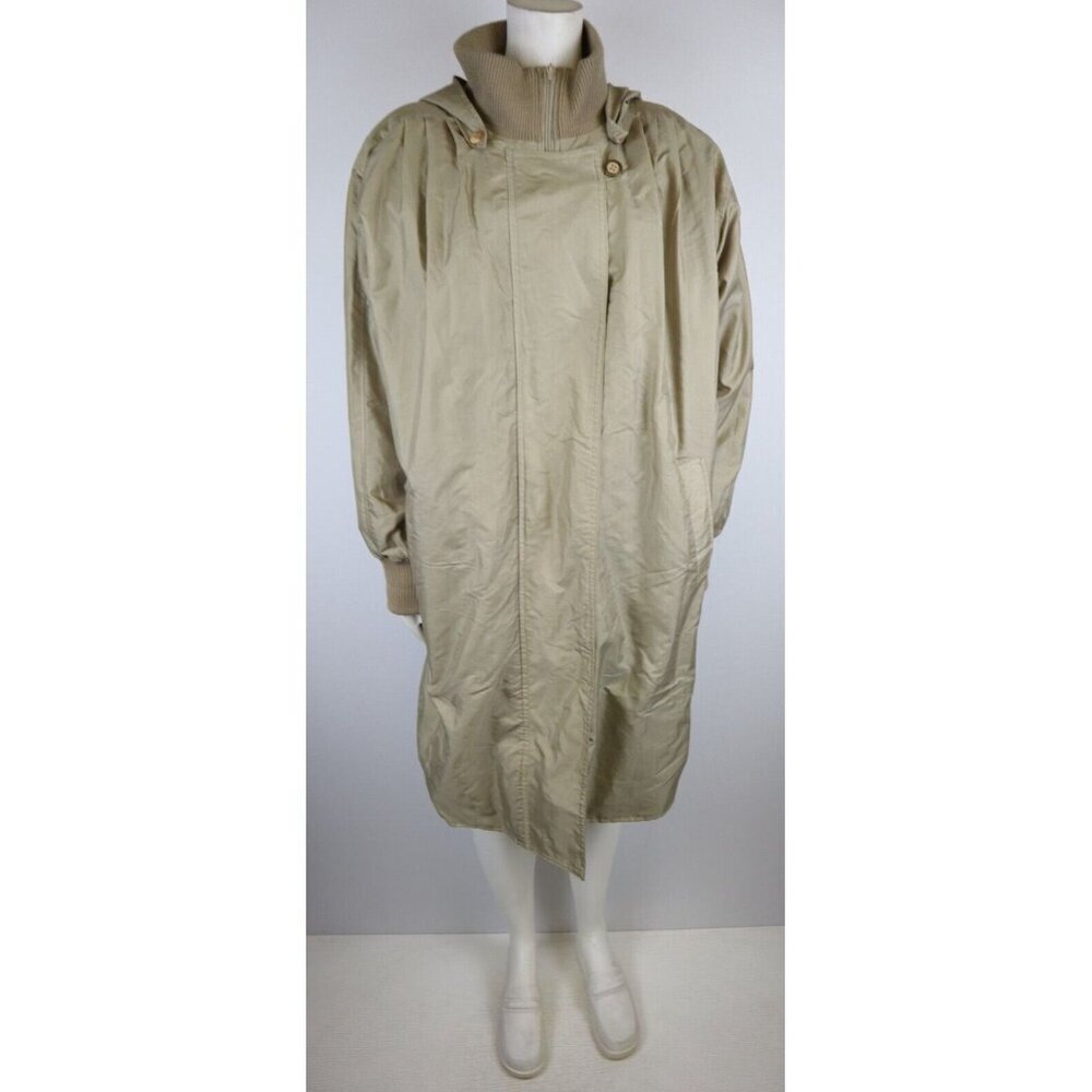 VINTAGE 80S 90S WOMEN'S BEIGE COAT - MONICA GRAY - REMOVABLE LINER & HOOD - S